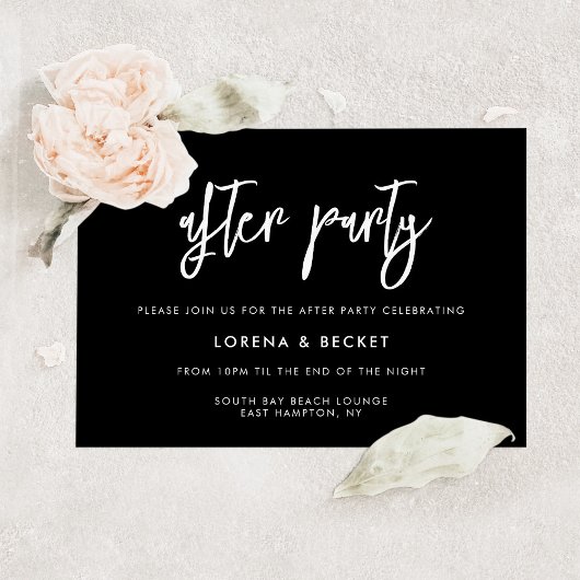 Contemporary modern black wedding After party Einladung