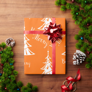Contemporary Orange and White Christmas Geschenkpapier