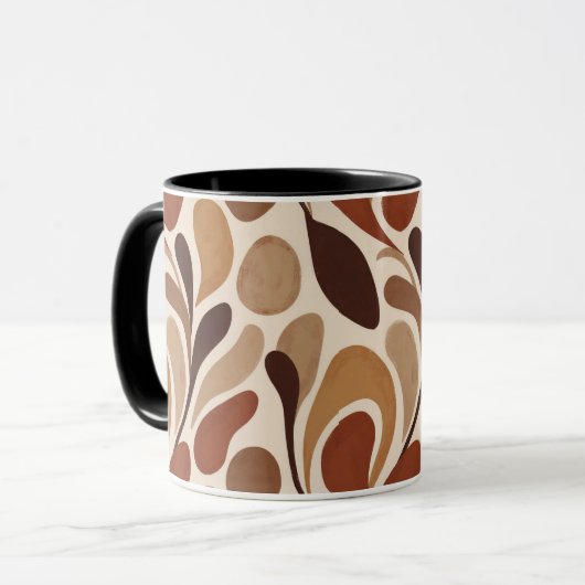 Contemporary Organic Pattern Mug – Earthy Tones Tasse (Vorderseite Links)