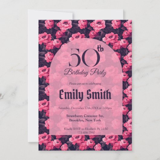 Contemporary Peonies Flower 20Th Birthday Einladung (Vorderseite)