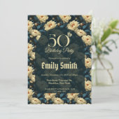 Contemporary Peonies Petal 90Th Birthday Einladung (Stehend Vorderseite)