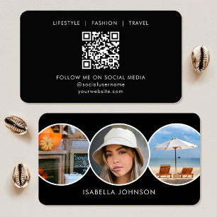Contemporary Profile Fotos Custom QR Code Black Visitenkarte