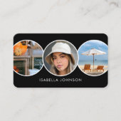 Contemporary Profile Fotos Custom QR Code Black Visitenkarte (Vorderseite)