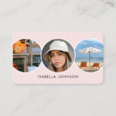 Contemporary Profile Photos QR Code Blush Pink Visitenkarte (Vorderseite)