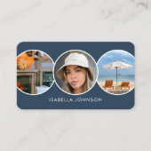 Contemporary Profile Photos QR Code Slate Blue Visitenkarte (Vorderseite)