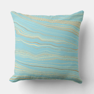Contemporary Robins Egg Blue, Tan, Linen Pattern Kissen