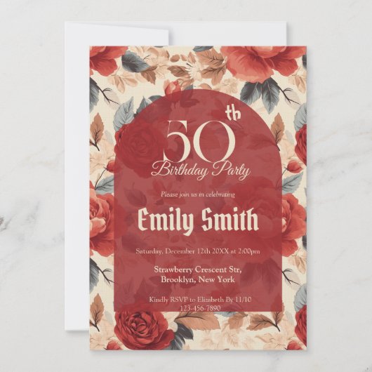 Contemporary Rose Petal First Birthday Einladung (Vorderseite)