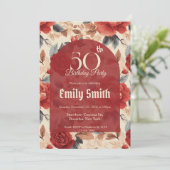 Contemporary Rose Petal First Birthday Einladung (Stehend Vorderseite)