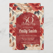 Contemporary Rose Petal First Birthday Einladung (Vorne/Hinten)