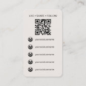 Contemporary Social Media Logo QR Code Off-White Visitenkarte (Rückseite)