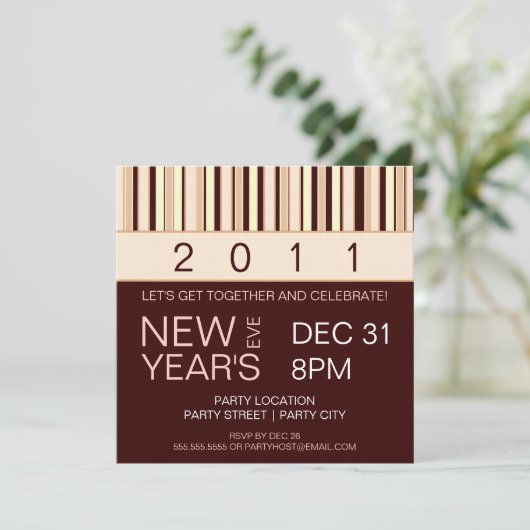 Contemporary Strip Silvester Party Einladung (Stehend Vorderseite)
