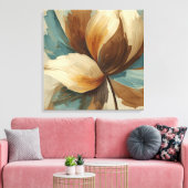 Contemporary Teal Green Rust Brown Abstract Floral Leinwanddruck (Insitu (Wohnzimmer))