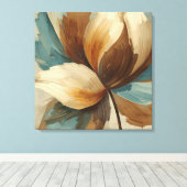 Contemporary Teal Green Rust Brown Abstract Floral Leinwanddruck (Insitu (Holzboden))