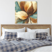 Contemporary Teal Green Rust Brown Abstract Floral Leinwanddruck (Insitu (Schlafzimmer))