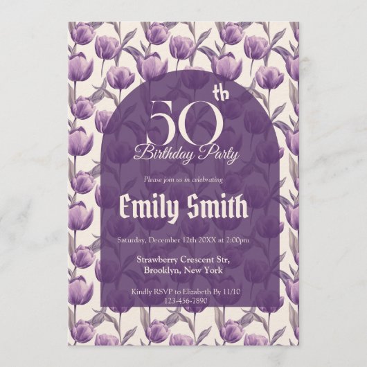 Contemporary Tulip Charm Boho Birthday Einladung (Vorderseite)