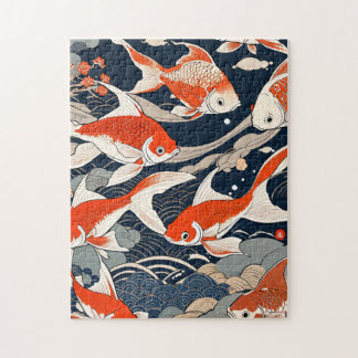 Contemporary ukiyoe, goldfish puzzle