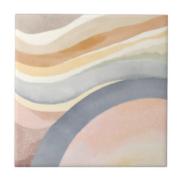 Contemporary Waves | Neutral Modern Watercolor Fliese