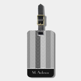 Contempory Schwarz-weiße Zickzack Streifen mit Gepäckanhänger