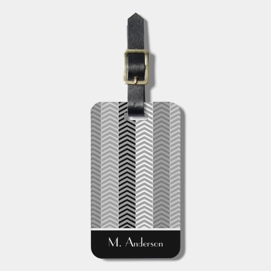 Contempory Schwarz-weiße Zickzack Streifen mit Gepäckanhänger (Vorderseite vertikal)