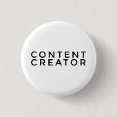 Content Creator 3 cm Button Abzeichen (Schwarz auf (Vorderseite)