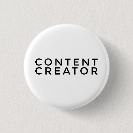Content Creator 3 cm Button Abzeichen (Schwarz auf (Vorderseite)