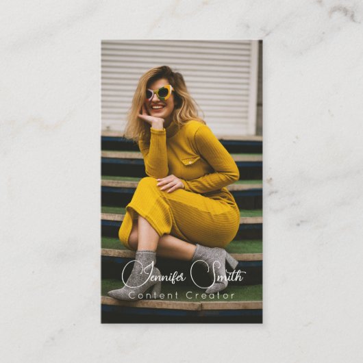 Content Creator fügt Ihre Foto Business Card hinzu Visitenkarte (Vorderseite)