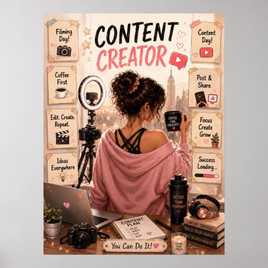 Content Creator Life Poster | Creator Raum Wandkun (Vorne)