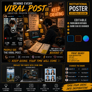 Content Creator Motivationsposter   Bearbeitbares  Poster