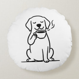 Content Dog Coffee Mood Rundes Kissen