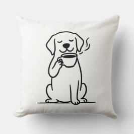 Content Hund Kaffee Stimmung Kissen