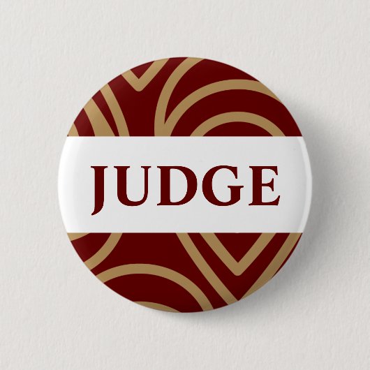 Contest Judge Modern Red Gold Abzeichen Button (Vorderseite)