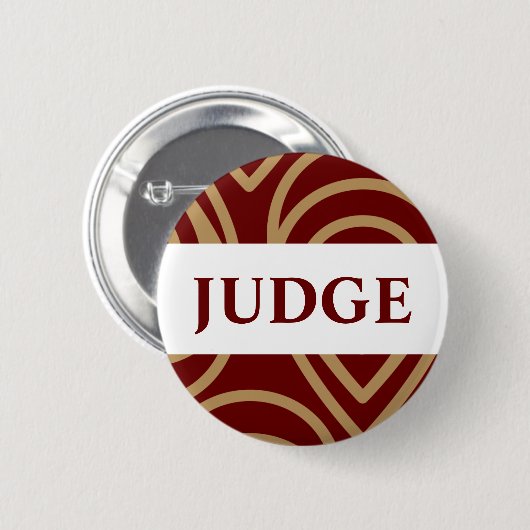 Contest Judge Modern Red Gold Abzeichen Button (Vorne & Hinten)
