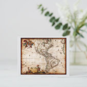 Continent of America Old Map Einladungspostkarte (Stehend Vorderseite)