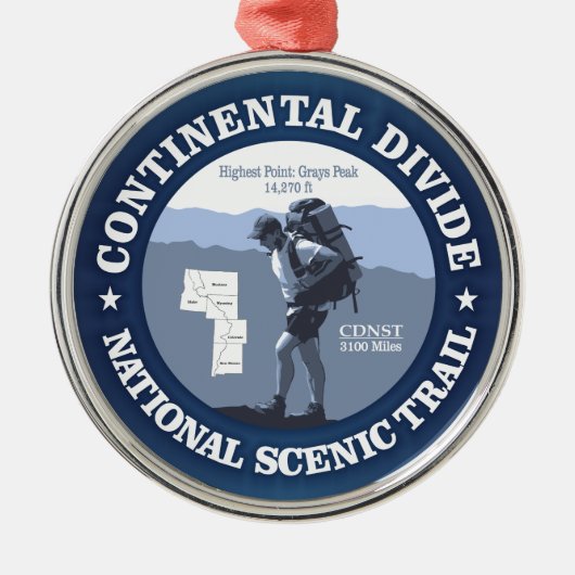 Continental Divide Trail (rd) Silbernes Ornament (Vorne)