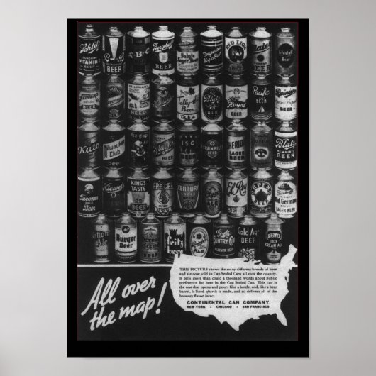 Continental kann Unternehmen Cone Top Biere kann P Poster (Vorne)