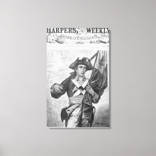 Continental Soldier mit einer Moschusenflagge Leinwanddruck