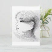 Continuous line art illustration of a human face 4 einladung (Stehend Vorderseite)