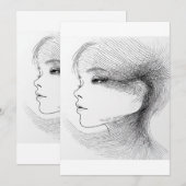 Continuous line art illustration of a human face 4 einladung (Vorne/Hinten)