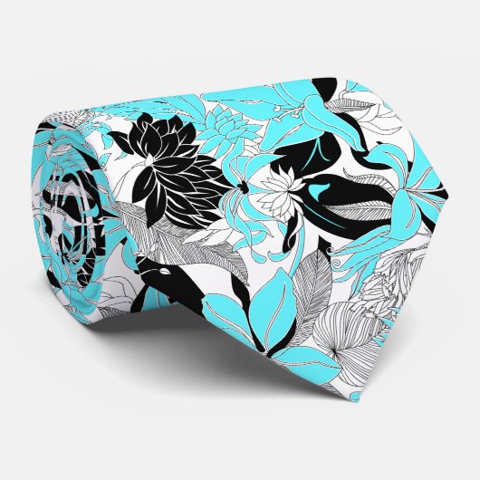 Contour Hawaii Tropical Lily and Protea Floral Krawatte (Gerollt)