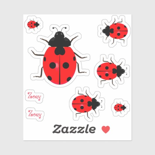 Contour Ladybugs Vinyl Stickers Labels (Blatt)