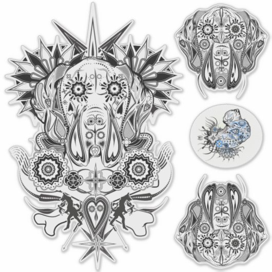 Contour Sticker Great Dane Tattoo Style (Vorderseite)