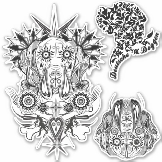 Contour Sticker Great Dane Tattoo Style (Vorderseite)