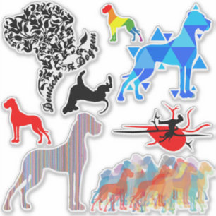 Contour Sticker Great Dane Tattoo Style