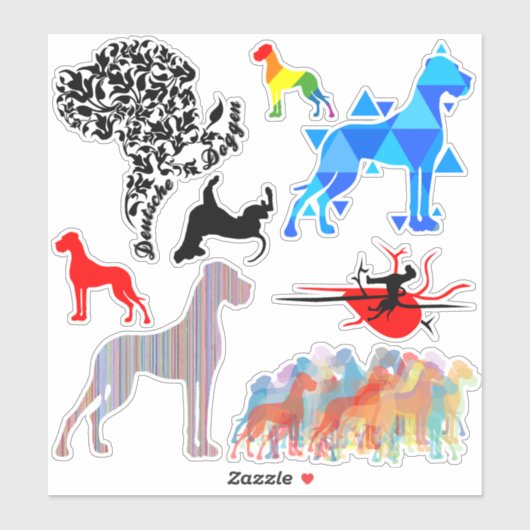 Contour Sticker Great Dane Tattoo Style (Blatt)