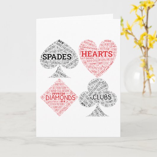 Contract Bridge Player Wordart Karte (Gelbe Blume)
