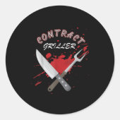 Contract Griller Funny Grill Barbecue Grillen Shir Runder Aufkleber (Vorderseite)