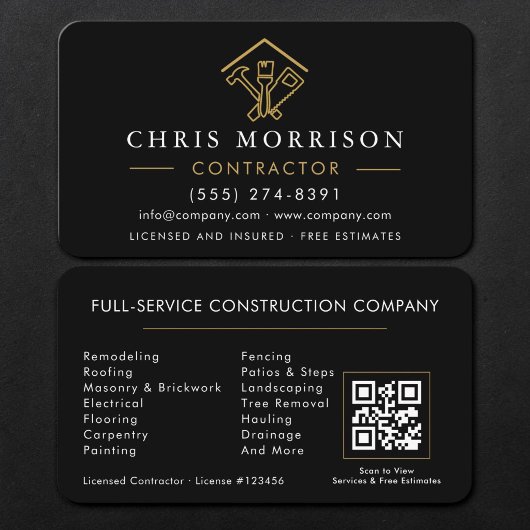 Contractor Black Gold QR Code Visitenkarte