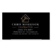 Contractor Business Card Magnet Black Gold Design (Vorderseite)