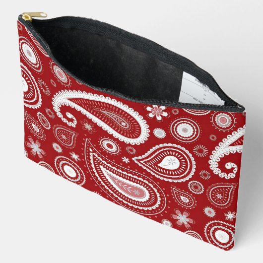 Contrasting White Paisley Print Cosmetic Bag Zubehörtasche (Offen)
