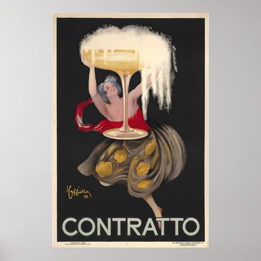 Contratto Champagne Vintage Alcohol Advertising Poster (Vorne)